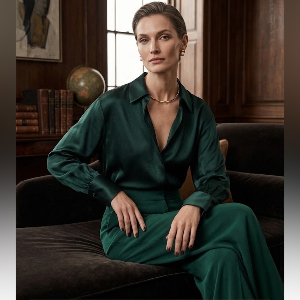 BNWT Vince 100% Silk Bias Cut Blouse-Size S